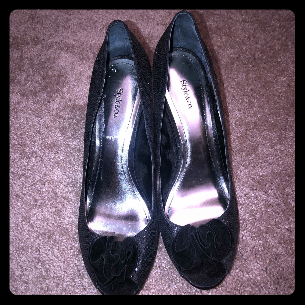 Style & Co Black Sparkly Heels with some sparkle